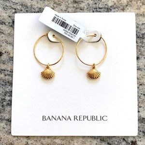 Banana Republic Shell Charm Hoop Earrings